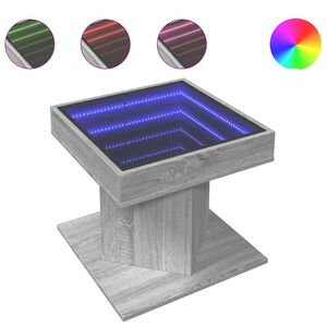 vidaXL Salontafel met LED 50x50x45 cm bewerkt hout grijs sonoma eiken