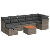 vidaXL 8-delige Loungeset met kussens poly rattan grijs