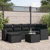 vidaXL 7-delige Loungeset met kussens poly rattan zwart
