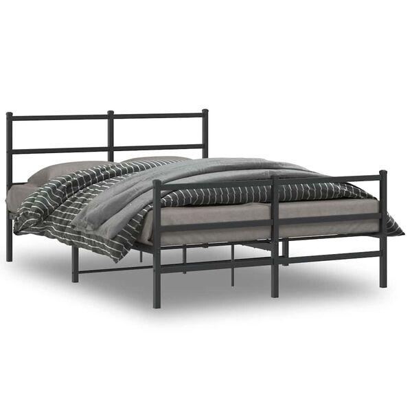 vidaXL Bedframe met hoofd- en voeteneinde&nbsp;metaal zwart 140x200 cm