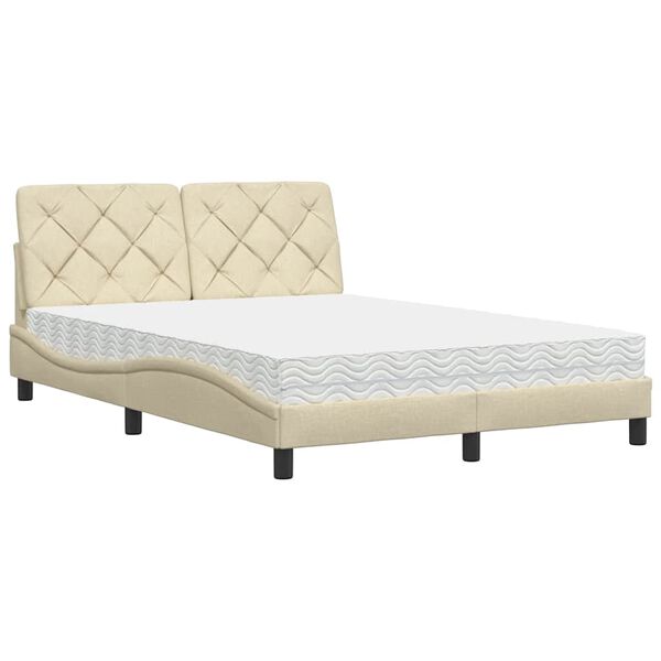 vidaXL Bed met matras stof cr&egrave;mekleurig 120x200 cm
