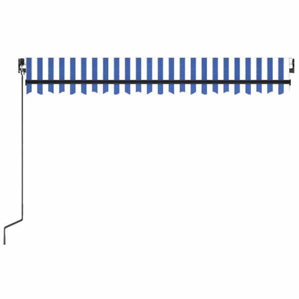 vidaXL Luifel handmatig uittrekbaar met LED 450x300 cm blauw en wit