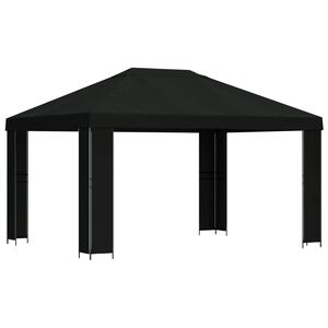 vidaXL Paviljoen 4 &times; 3 m Zwart Polyester en staal 190 gsm