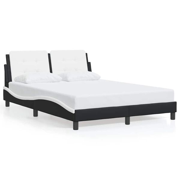 vidaXL Bedframe zonder matras "Zadar" kunstleer zwart en wit 140x200 cm