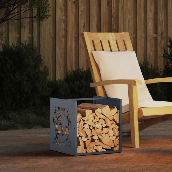 vidaXL Brandhoutrek 40x40x40 cm koudgewalst staal antracietkleurig