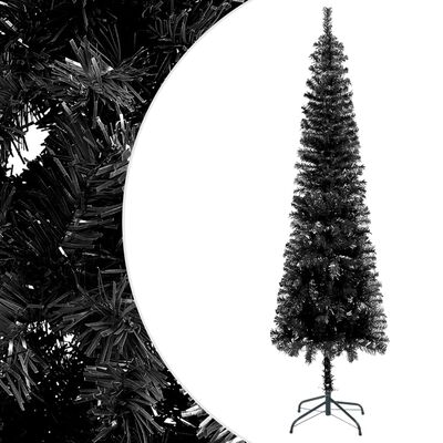 vidaXL Kunstkerstboom met verlichting en kerstballen smal 120 cm zwart