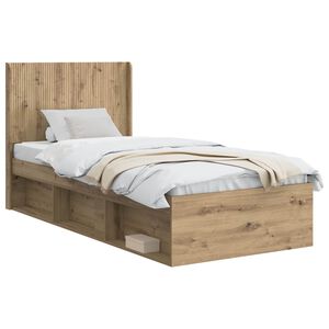 vidaXL Bedframe met opbergruimte en hoofdbord Artisanaal eiken