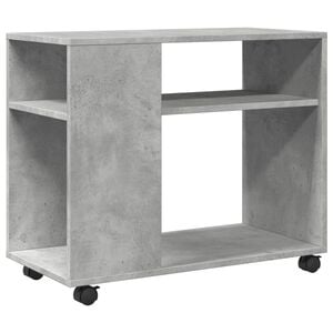 vidaXL Bijzettafel met wielen 70x35x60 cm bewerkt hout betongrijs