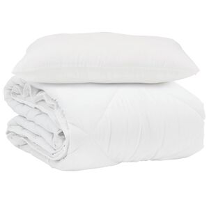 vidaXL Zomer Dekbed met kussen 2 pcs Wit Microvezel