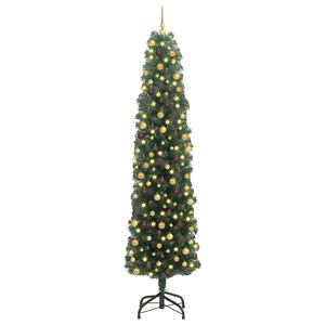 vidaXL Kunstkerstboom Groen 240 cm PVC en Staal en Kunststof