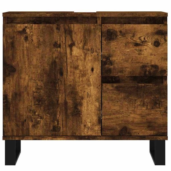 vidaXL Badkamerkast 65x33x60 cm bewerkt hout gerookt eikenkleurig