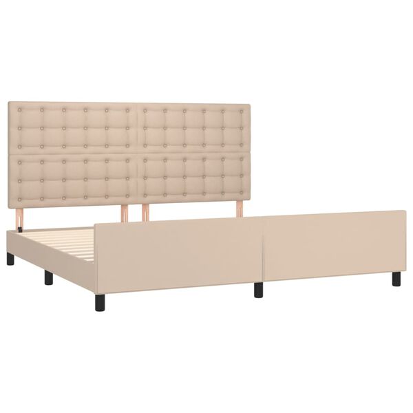 vidaXL Bedframe met hoofdbord kunstleer cappuccinokleurig 200x200 cm