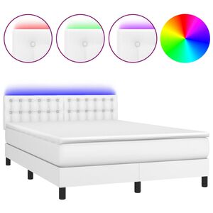vidaXL Boxspring met matras en LED kunstleer zwart 140x190 cm