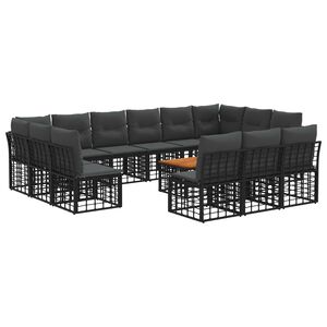 vidaXL Buiten bankenset 14 st Zwart en Donkergrijs Polyester
