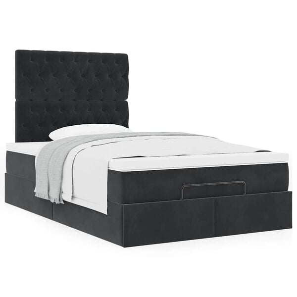 vidaXL Ottoman bed met matrassen 120x200cm fluweel zwart