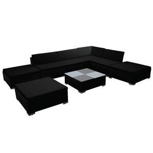 vidaXL 8-delige Loungeset met kussens poly rattan zwart