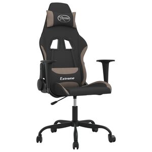 vidaXL Massage gamestoel stof zwart en taupe