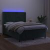 vidaXL Boxspring met matras en LED fluweel donkergroen 140x200 cm
