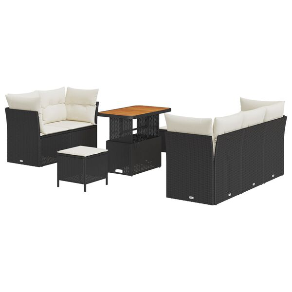 vidaXL Tuin Sofa Set met kussen met opslag 8 pcs Zwart en cr&egrave;me