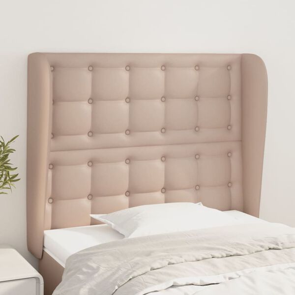 vidaXL Hoofdbord met randen 93x23x118/128 cm kunstleer cappuccinokleur