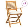 vidaXL Opvouwbare stoel 8 st Wit Massief acaciahout