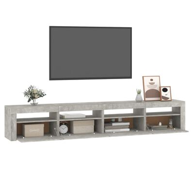 vidaXL Tv-meubel met LED-verlichting 240x35x40 cm betongrijs