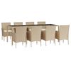 vidaXL 9-delige Tuinset met kussens poly rattan beige