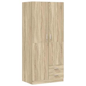 vidaXL Kledingkast 80x52x180 cm bewerkt hout sonoma eikenkleurig