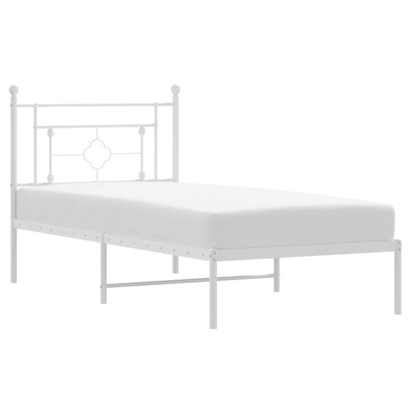 vidaXL Bedframe met hoofdbord metaal wit 90x190 cm