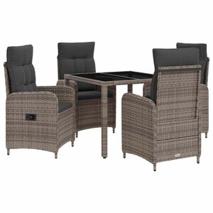 vidaXL Buiten eettafelset 5 st Licht Grijs en Donker Grijs poly rattan