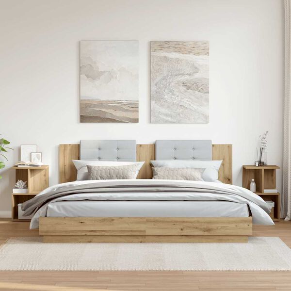 vidaXL Nachtkastjes 2 st 35x35x55cm bewerkt hout artisanaal eikenkleur