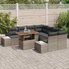 vidaXL Tuin Eetset met kussen 9 pcs Grijs en Bruin