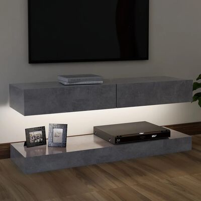vidaXL Tv-meubel met LED-verlichting 120x35 cm betongrijs