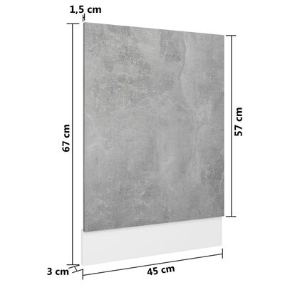 vidaXL Vaatwasserpaneel 45x3x67 cm spaanplaat betongrijs