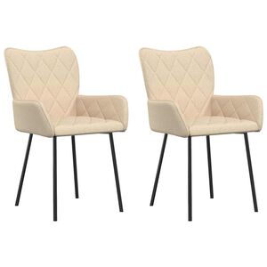vidaXL Eetkamerstoelen 2 st stof cr&egrave;mekleurig
