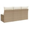 vidaXL Tuinbank 3-zits met kussens poly rattan beige