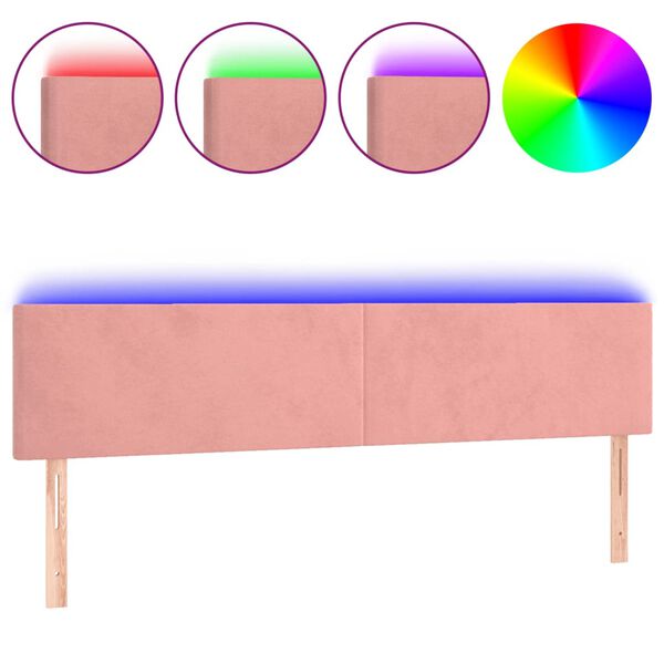 vidaXL Hoofdbord LED 160x5x78/88 cm fluweel roze