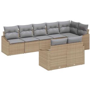 vidaXL Tuinbankenset met kussen 8 pcs Beige en Licht Grijs poly rattan