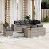 vidaXL 9-delige Loungeset met kussens poly rattan grijs