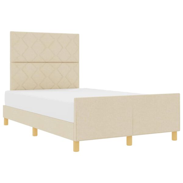 vidaXL Bedframe met hoofdeinde Cr&egrave;me 120 x 200 cm Stof