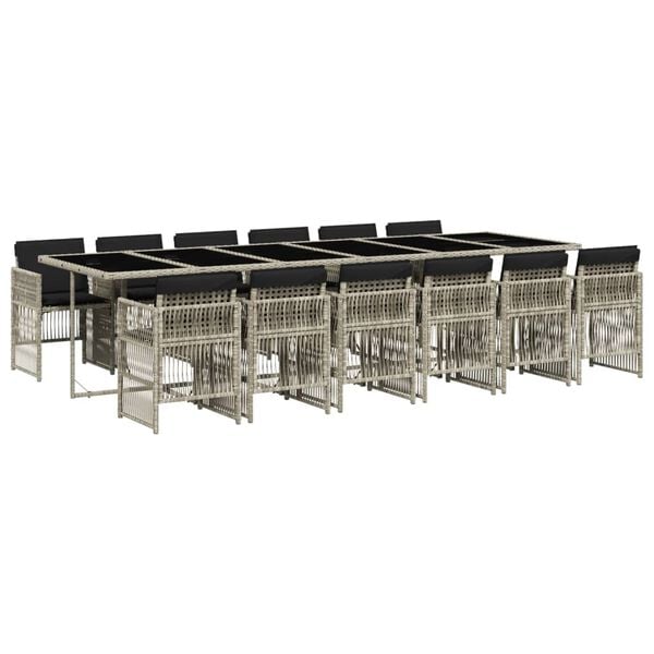 vidaXL 13-delige Tuinset met kussens poly rattan lichtgrijs