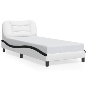 vidaXL Bedframe zonder matras "Hvar" kunstleer wit en zwart 80x200 cm