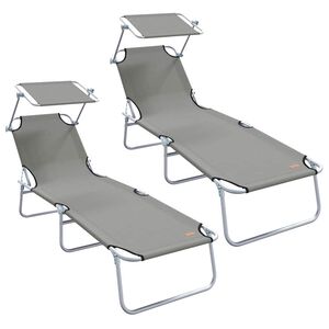 vidaXL Ligstoel 2 st Polyester Grijs
