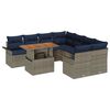 vidaXL Tuinbankenset 9 st Grijs en Marineblauw poly rattan