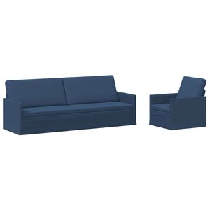 vidaXL Bankstel 2 pcs Blauw Stof
