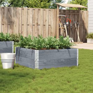 vidaXL Plantenbak 100x100 cm massief grenenhout grijs
