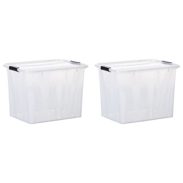 vidaXL Opbergboxen 2 st met deksels 55 L transparant