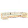 vidaXL 7-delige Loungeset met crèmekleurige kussens massief grenenhout