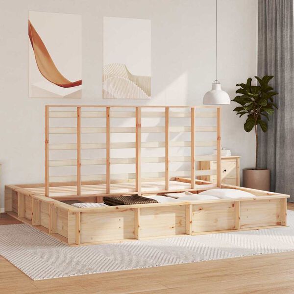 vidaXL Bedframe Bruin 200 x 200 cm Massief grenenhout