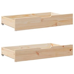 vidaXL Bedlades 2 st met wieltjes 90x55x17 cm massief grenenhout
